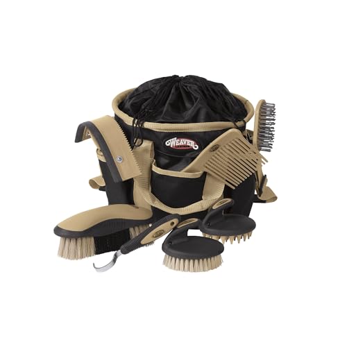 Weaver Equine Horse Grooming Kit, 7-Piece Horse Brush Set with Organizer Tote Bag, Hoof Pick, Comb, Sweat Scraper, Equine ...