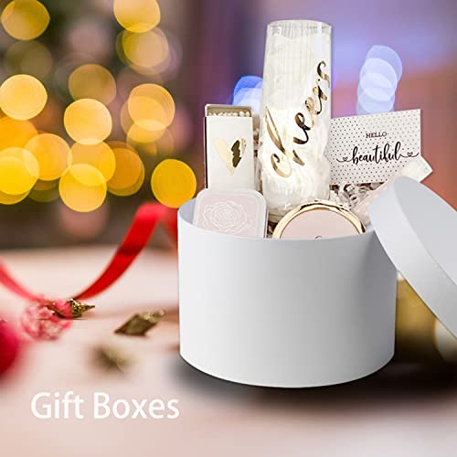 Round Gift Boxes with Lids Flower Boxes for Arrangements White Round Boxes Set of 4 Nesting Gift Boxes with Lids for Flowe...