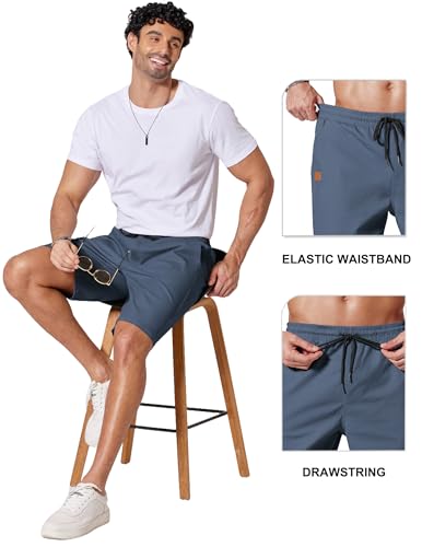 COOFANDY Mens Casual Shorts 9" Chino Cotton Shorts Summer Beach Drawstring Shorts with Pockets