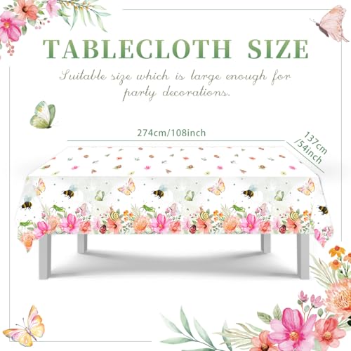 Floral Birthday Party Decorations for Women, Butterfly Party Supplies Includes Flower Plates and Napkins Happy Birthday Ba...