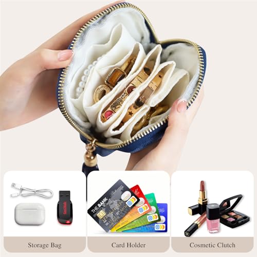 Stratalife Travel Jewelry Case Organizer for Women Wedding Gift Portable Jewelry Box with Small Pouches for Healing Crysta...