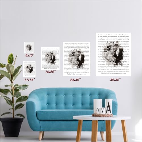 Personalized Music Lyrics Song Canvas/Photo Unframed/Framed Prints Heart in Heart Names Date Upload Photo on Prints Annive...