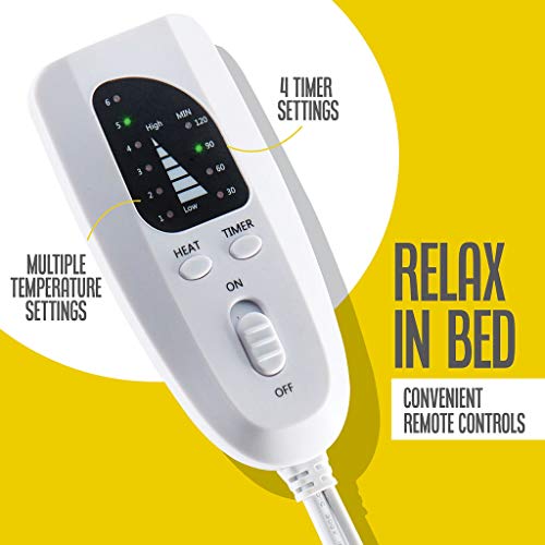 Heating pad - Electric Best for Back Pain and Cramps Relief 2 Hour auto Off Measures 24" X 12" Moist with Many Adjustable ...