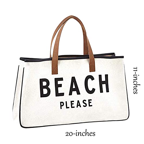 Santa Barbara Design Studio Womens Tote - Cotton Canvas Shoulder Bag with Leather Handles and Waterproof Lining, Large, Be...