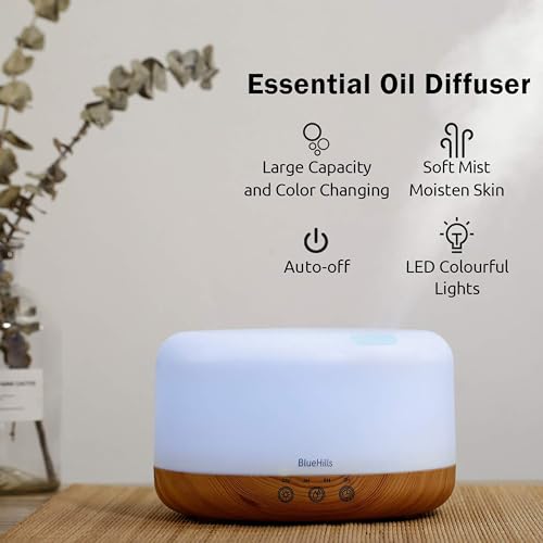 BlueHills Premium 1000 ML XL Essential Oil Diffuser Aromatherapy Humidifier with Remote Timer for Large Room Home 18 Hour ...