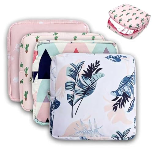 HXLJHALG 4Pcs Sanitary Napkin Storage Bag, Portable Period Pouch Feminine Pads Tampon Organizer Pouch Pad Holder Bag Small...