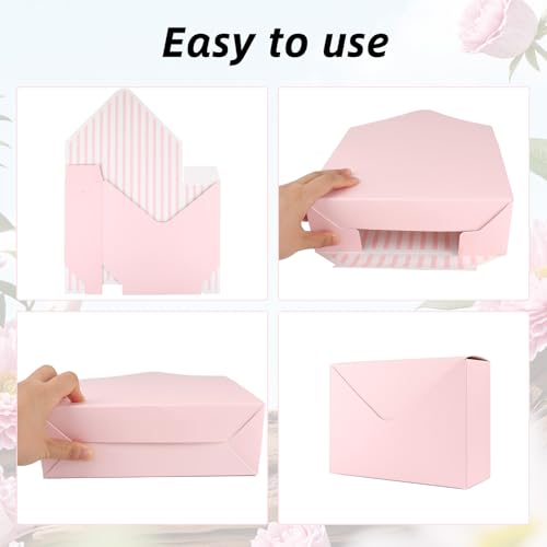 10 Pcs Florist Bouquet Envelope Boxes,Pink Stripe Style Flower Bouquet Package Gift Folding Paper Boxes for Florist Arrang...