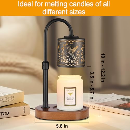 copinpin Dimmable Candle Warmer Lamp with Timer Adjustable Height for Scented Jar Candles Electric Candle Wax Melt Warmer ...