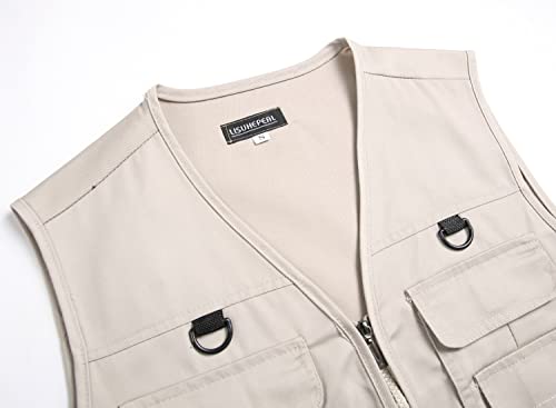 LISUHEPEAL Men’s Fishing Vest Summer Outdoor Work Safari Travel Photo Vest with Multi Pockets
