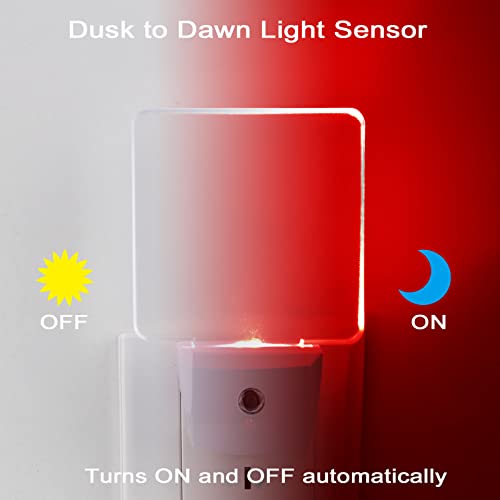 U4GLORY Red Night Lights Plug in 2 Pack, 0.5W Red Light Night Light with Dusk to Dawn Sensor, Auto On/Off LED Night Light ...