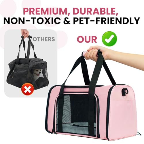 LOWIPARR Soft-Sided Cat Carrier Expandable Pet Carrier Airline Approved Mesh Travel Carrier Up to 22lbs for Cats Small Dog...