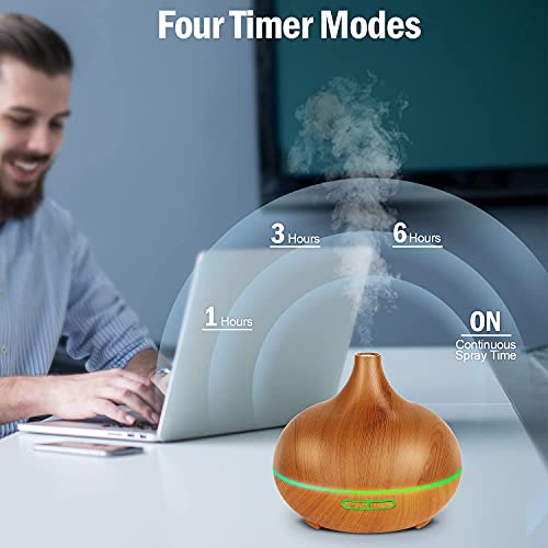 Aroma Diffuser for Essential Oils，550ml Aromatherapy Diffuser Ultrasonic Cool Mist Humidifier for Home with 7 Light Color...