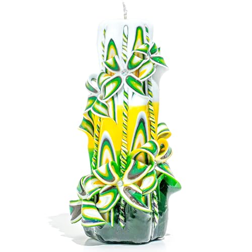 Carved Candle Artisan, Handcrafted Decorative Dipped, Home Decor, Fancy Unique Birthday Gift, New Year, Large, Thanksgivin...