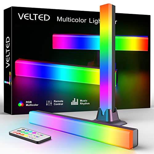 velted RGB Light Bar, Music Sync RGB IC LED Lights Bars, USB Powered Ambient Lighting, Remote Control Color Changing Gamin...