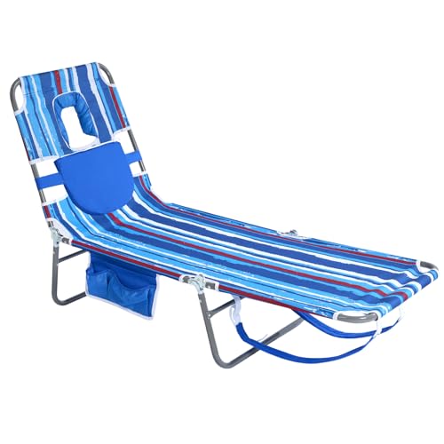 SUNNYFEEL Beach Lounge Chair, Backpack Reclining Beach Chairs Lay Flat, Sun Face Down Tanning Chair, Folding Camping Chair...