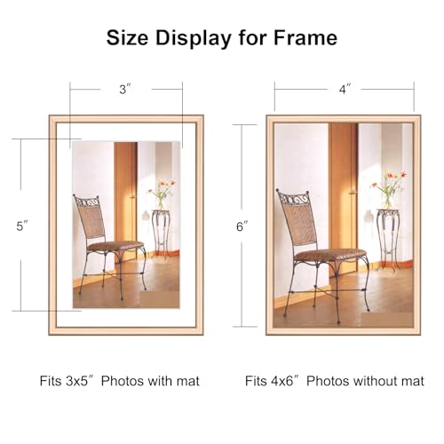 Fkvat 4x6 Picture Frame Set of 4, Matted Brass Simple Modern Brushed Thin Aluminum Metal Photo Frame Fits 3x5 with Mat or ...