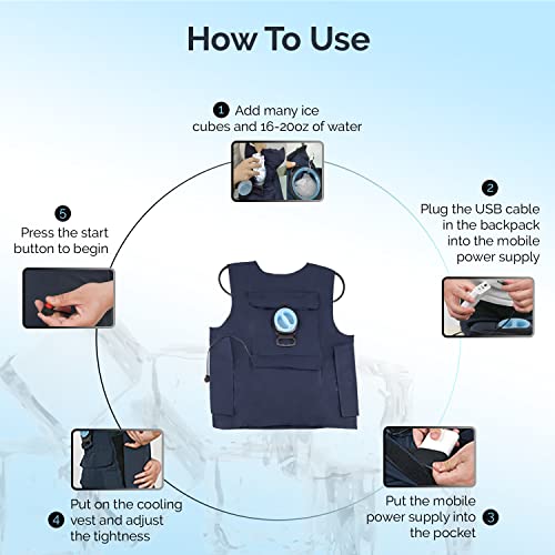 Water Circulating Cooling Vest by SubZero, Battery Powered Ice Cooling Keeps Cold 2-5hrs