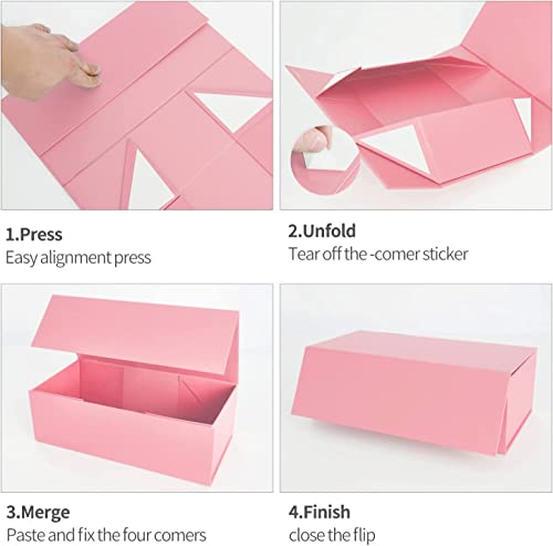 Pink Gift Box 12" x 6" x 4" with Magnetic Closure Lid Gifts Boxe for Presents,Bridesmaid Gifts Boxes,Cute Box,Birthday Gif...