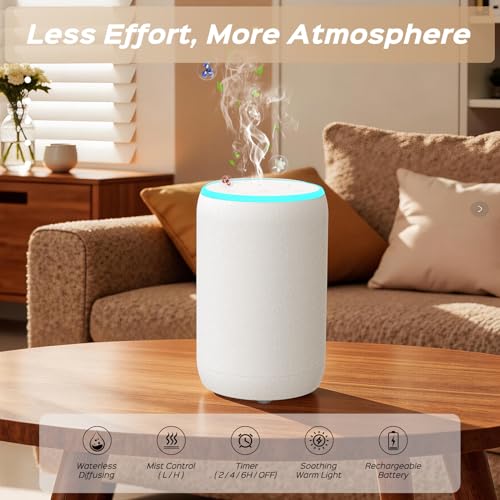 Portable Waterless Essential Oil Diffuser Starter Kit with 7 Lights for Home Car and Office, Compact Scent Diffusers Inclu...