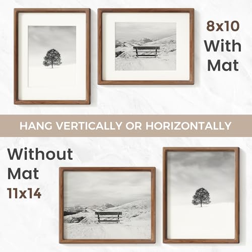 11x14 Picture Frame, USA-Sourced Natural Walnut Wood Photo Frame with Tempered Glass, Handcrafted Rounded Corner 11 x 14 W...