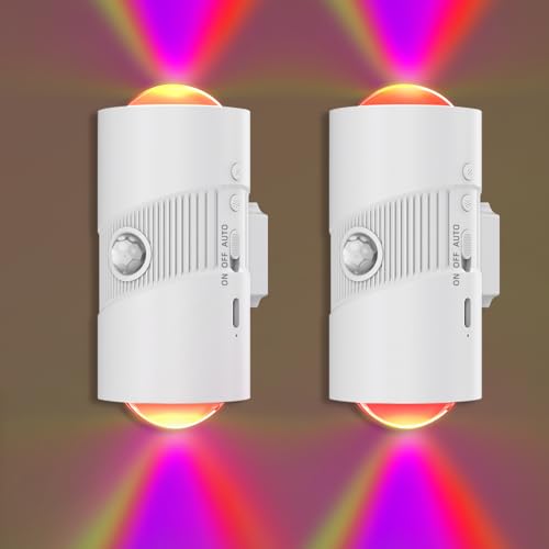 Rechargeable RGB Motion Sensor Night Light, Color Changing LED Night Light with Stick-on Magnet, 4-Level Adjustable Bright...