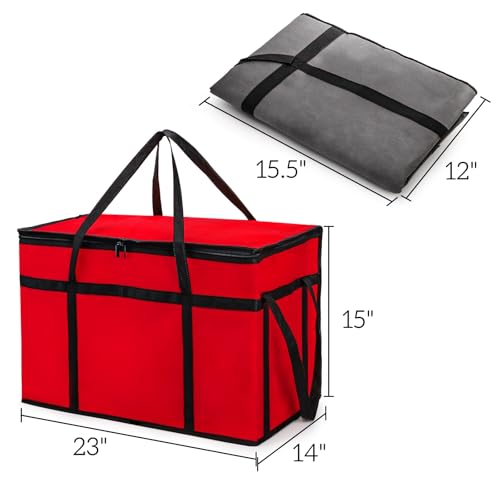 AVLA 3 Pack Insulated Food Delivery Bag, 77L XXX-Large Reusable Grocery Tote Insulation Bag, Collapsible Commercial Food W...
