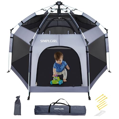 Premium Indoor and Outdoor Baby Playpen - Portable, Lightweight, Pop Up Pack and Play Toddler Play Yard w/Canopy and Trave...