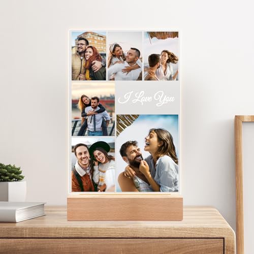 Custom Picture Frame with Photo, Personalized Photo Frame with Night Light, Customized Picture Frames, Personalized Annive...