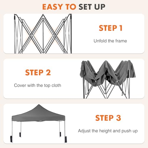 KMFurnila 10x10 FT Pop Up Canopy, Easy Up Canopy Tents for Camping Parties Events, Patio, Beach, Backyard Portable Outdoor...