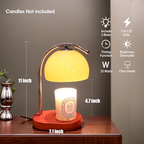FCTWAKS Mid Century Milk Glass Candle Warmer Lamp with Timer & Dimmer, Mothers Day Birthday Gifts for Women Mom, House War...