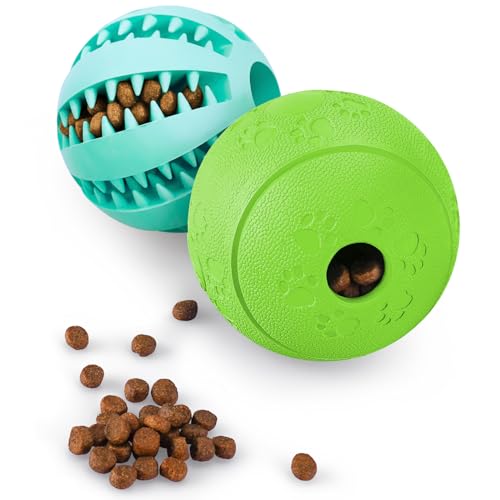 HIPPIH Dog Puzzle Toy 2 Pack, Interactive Dog Toys for Treat Dispensing, Durable Puppy Toys for Teething, Dog Treat Ball f...