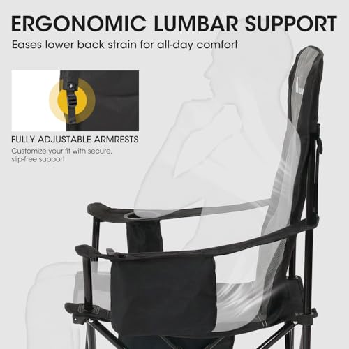 MOON LENCE Heavy Duty Camping Chair, 450LBS Capacity Folding Chair with Cup Holder & Cooler Bag, Portable Outdoor Chair fo...