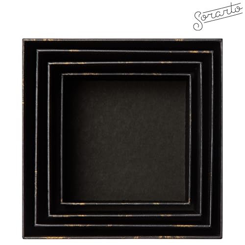 Sorarto Square Gift Boxes with Lids 4pc Set | Black Gold Floral Nesting Gift Boxes for Presents Birthday Wedding Bridesmai...