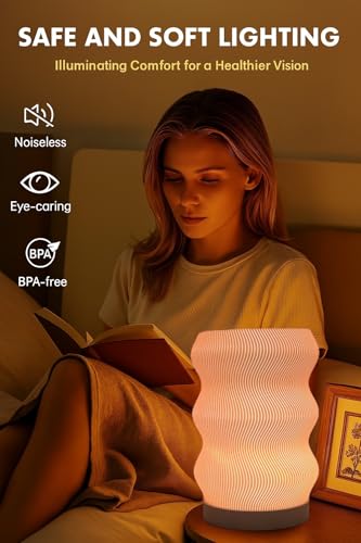 Delta Loom Wave Table Lamp - Modern Bedside Light for Bedroom, Desk, Nightstand, or Office - Mood Lighting Lamp - Eco-Frie...