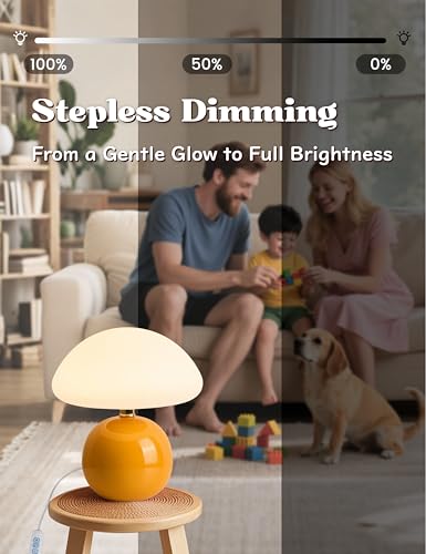 Joyzy Mushroom Table Lamp for Bedroom Light, Desk Bedside Small Lamps for Living Room Night Stands, Mushroom Lighting Deco...