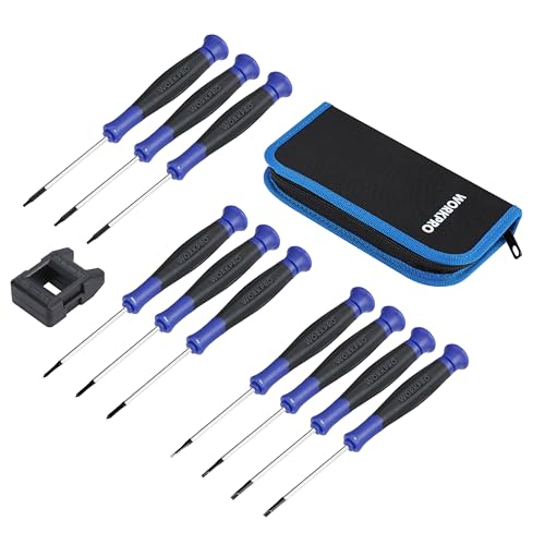 WORKPRO 10-Piece Precision Screwdriver Set with Pouch, Magnetic Small Screwdrivers with Phillips, Slotted, Torx Star, Mini...
