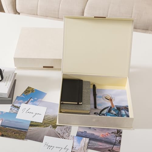 Soul & Lane Letter Storage Box Set of 2 – Magnetic Closure Organizer for Letters, Decorative Photo Storage Case with Keeps...