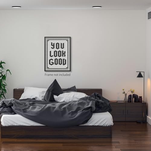 OMANI Black and White Quotes Wall Art Trendy Minimalist You Look Good Poster Funky Hexagon Tile Canvas Prints for Living R...