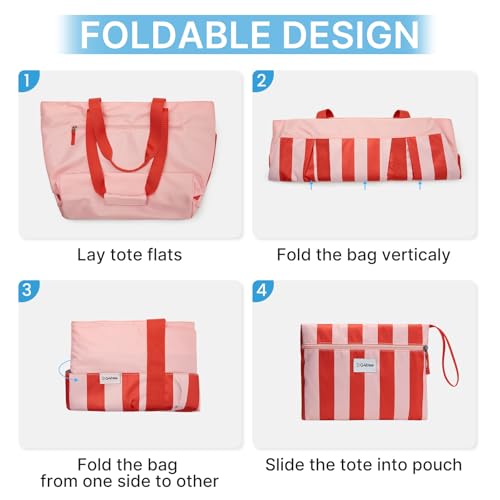G4Free Beach Bag,Waterproof Beach Tote Pool Bags for Women,Compatible with Cup,Foldable for Weekender Travel