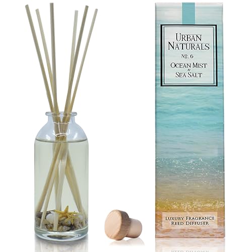 Urban Naturals Ocean Mist & Sea Salt Reed Diffuser Set | Made with Essential Oils & Real Seashells | Decorative Air Freshe...