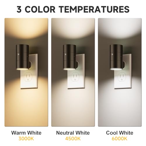 NIORSUN Night Lights Plug into Wall, Dimmable with 3 Color Modes & Auto On/Off Sensor, Ultra-Slim Nightlight for Hallway, ...