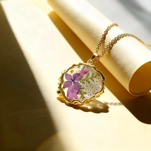 Elondra Birth Flower Necklace,1-12 Birth Month Flower Handmade Pendant Necklaces for Women Personalized Custom Floral Jewe...
