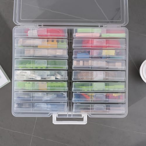 novelinks Transparent 4" x 6" Photo Organizers and Photo Storage Box with Handle, 16 Inner Photo Cases, Portable Picture O...