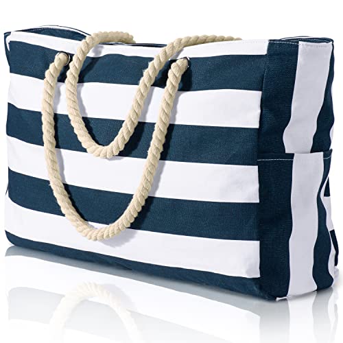 Becokan Beach Bags for Women Large Waterproof Beach Tote Bag Zipper Beach Bags Waterproof Sandproof Swim Pool Bag Large Tote