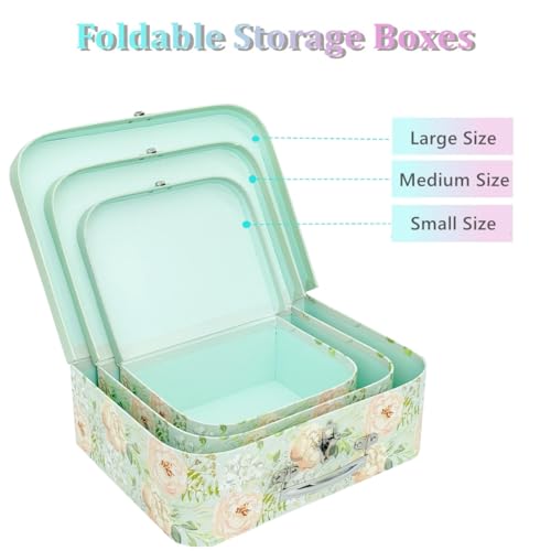 Amedoo Paperboard Suitcases (Set of 3) Decorative Storage Boxes Gift Boxes With Lids for Photo Storage Home Decoration Wed...