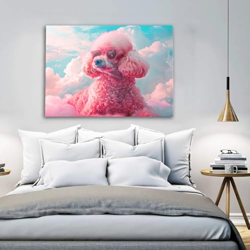 Eali88fa Poodles Dog and Pink Cloudy Sky printed canvas, a charming addition to any collection of gifts and keepsakes, is ...
