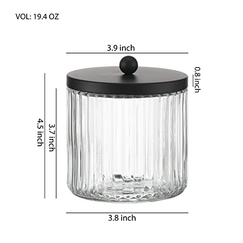 KMwares 2-Pack Glass Qtip Holder Dispenser Set - Bathroom Canister Storage Organizer for Cotton Balls, Swabs, Floss Picks,...