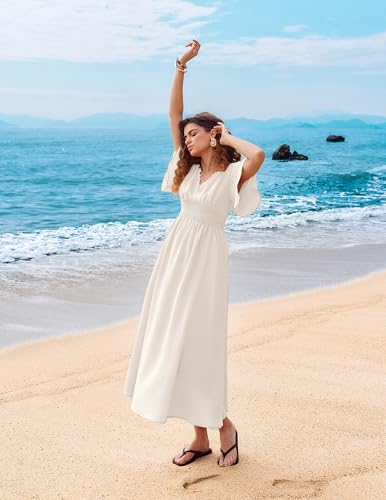 Kate Kasin Womens Short Sleeve Maxi Dress, Casual Summer Dress with Pockets, Beach Vacation Dresses 2026