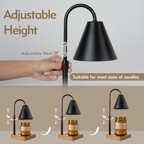 Electric Candle Warmer Lamp with Timer: Candle Warmer Lamp Adjustable Height for All Size Jar Candles, Dimmable Candle War...