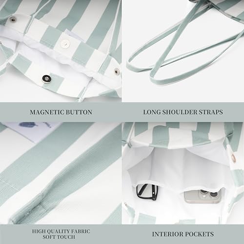 Corduroy Tote Bag Cute Tote Bags for Women Shoulder Bag with Inner Pocket for Work Beach Travel and Shopping Grocery